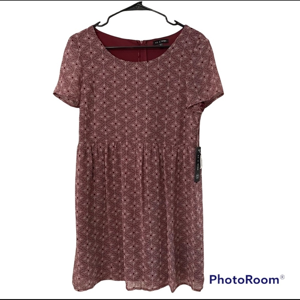 As U Wish Dress Lined Skater Medium Zip Short Sleeve NEW Round Neck NEW Autumn